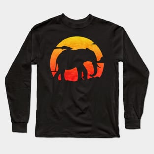Elephant At Sunset Long Sleeve T-Shirt